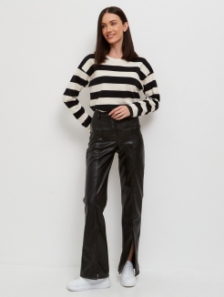 Женские кожаные брюки, штаны широкие